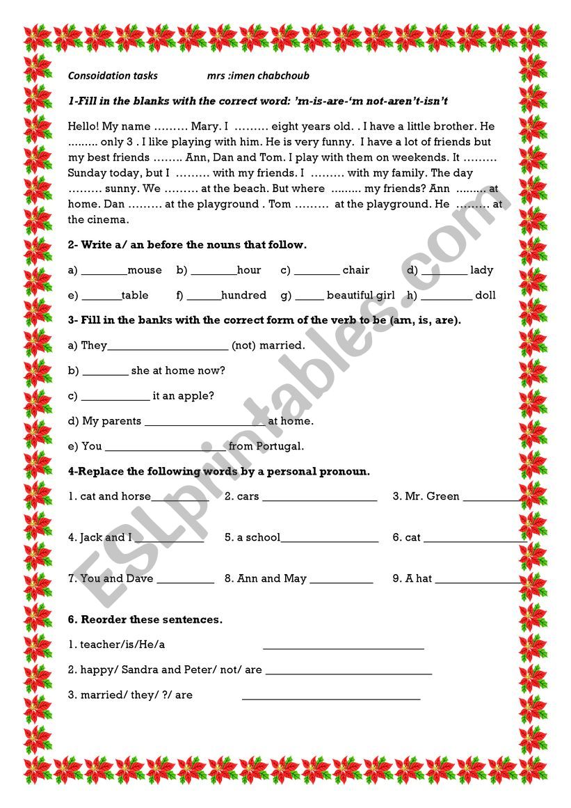 engLish tasks for beginners worksheet