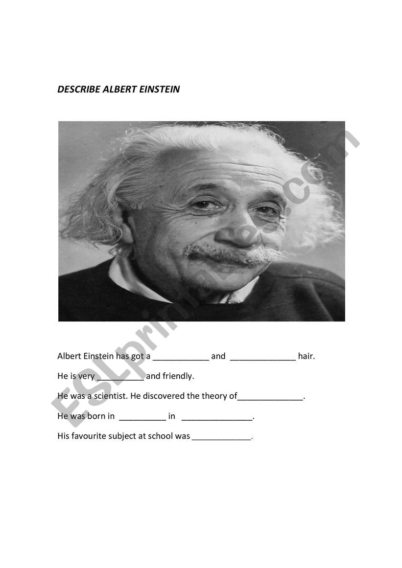 Albert Einstein fact finding worksheet