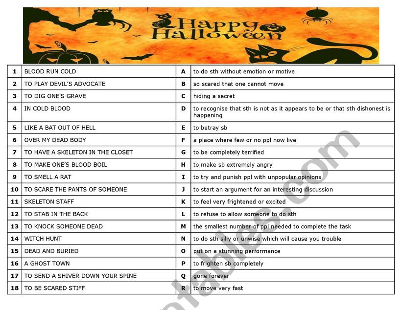 Haloween Idioms worksheet