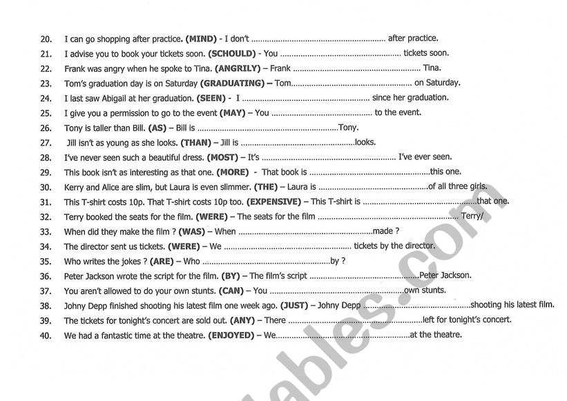 transformation page 2 worksheet