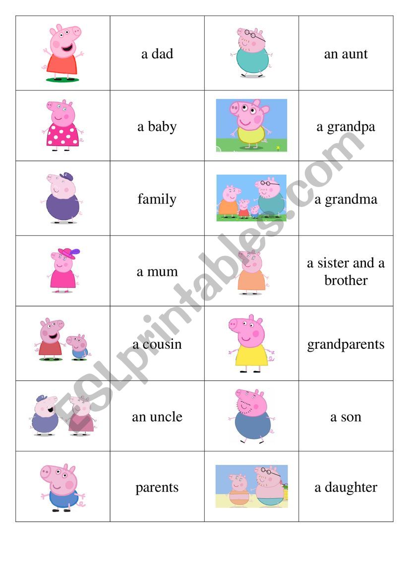 family members (domino) worksheet