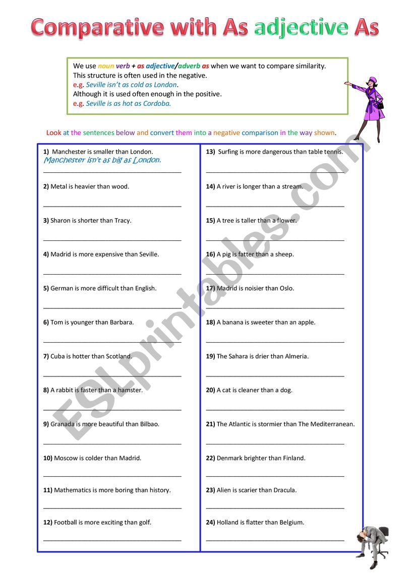 Negative adjective comparison 