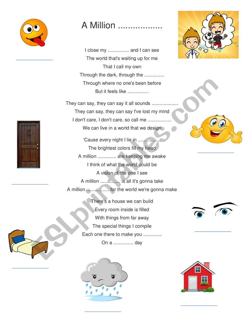 A Million Dreams song worksheet