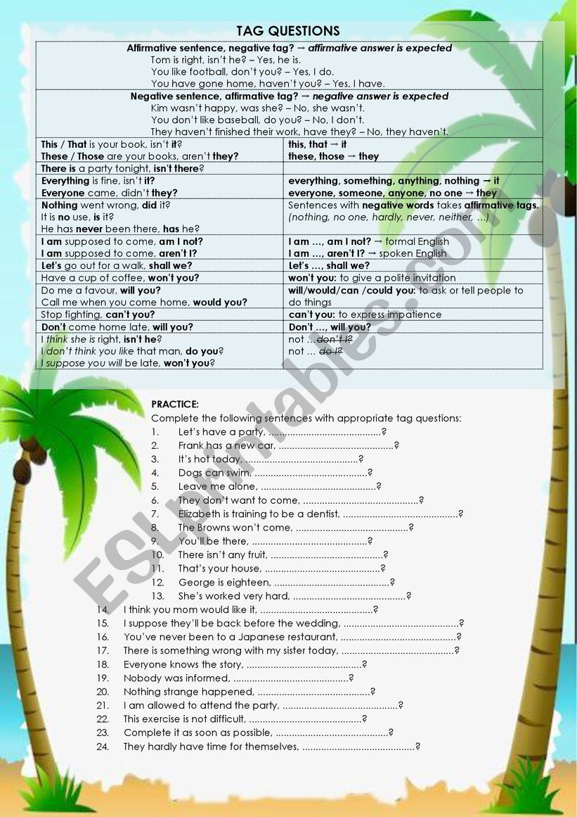 Tag Questions worksheet