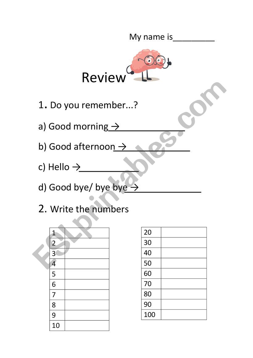 Review  worksheet