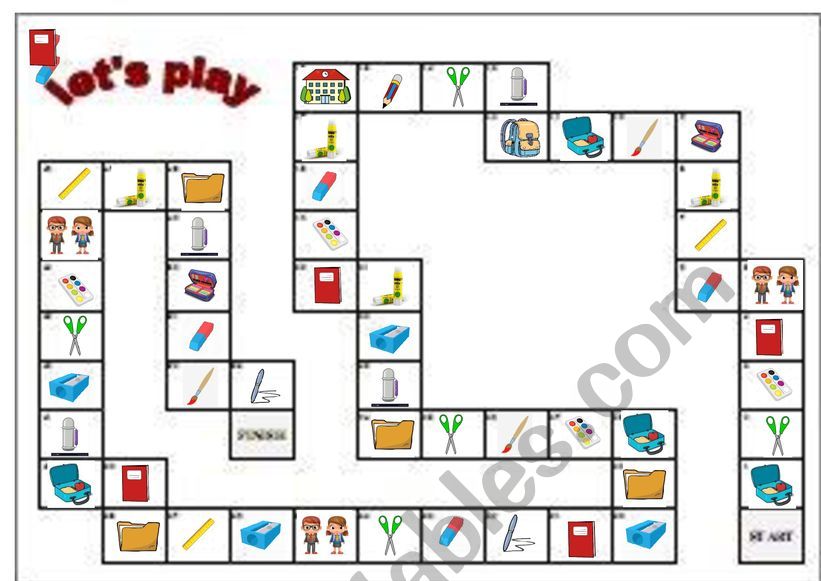 School supplies (boardgame) worksheet