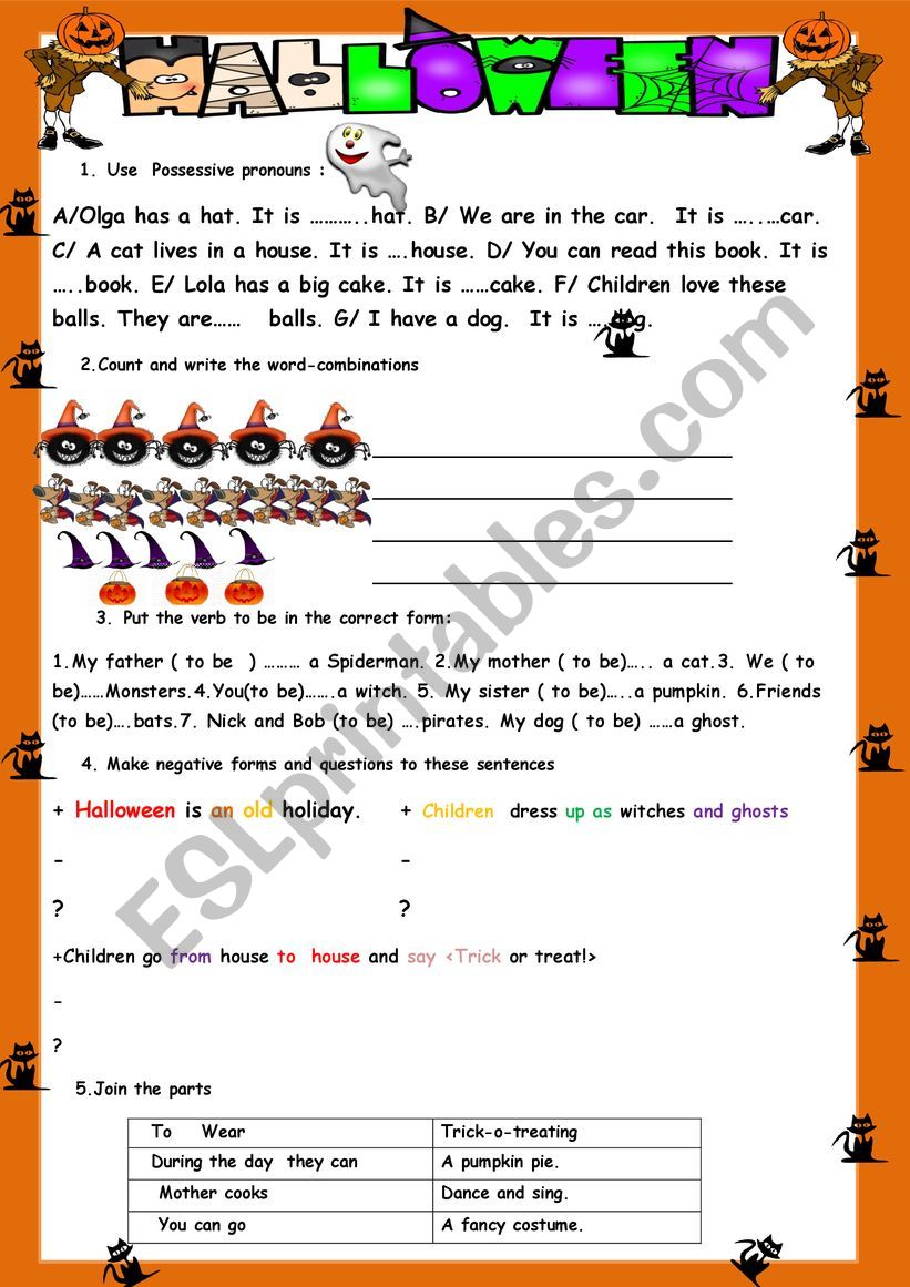 Halloween Fun for kids  2 PAGES!