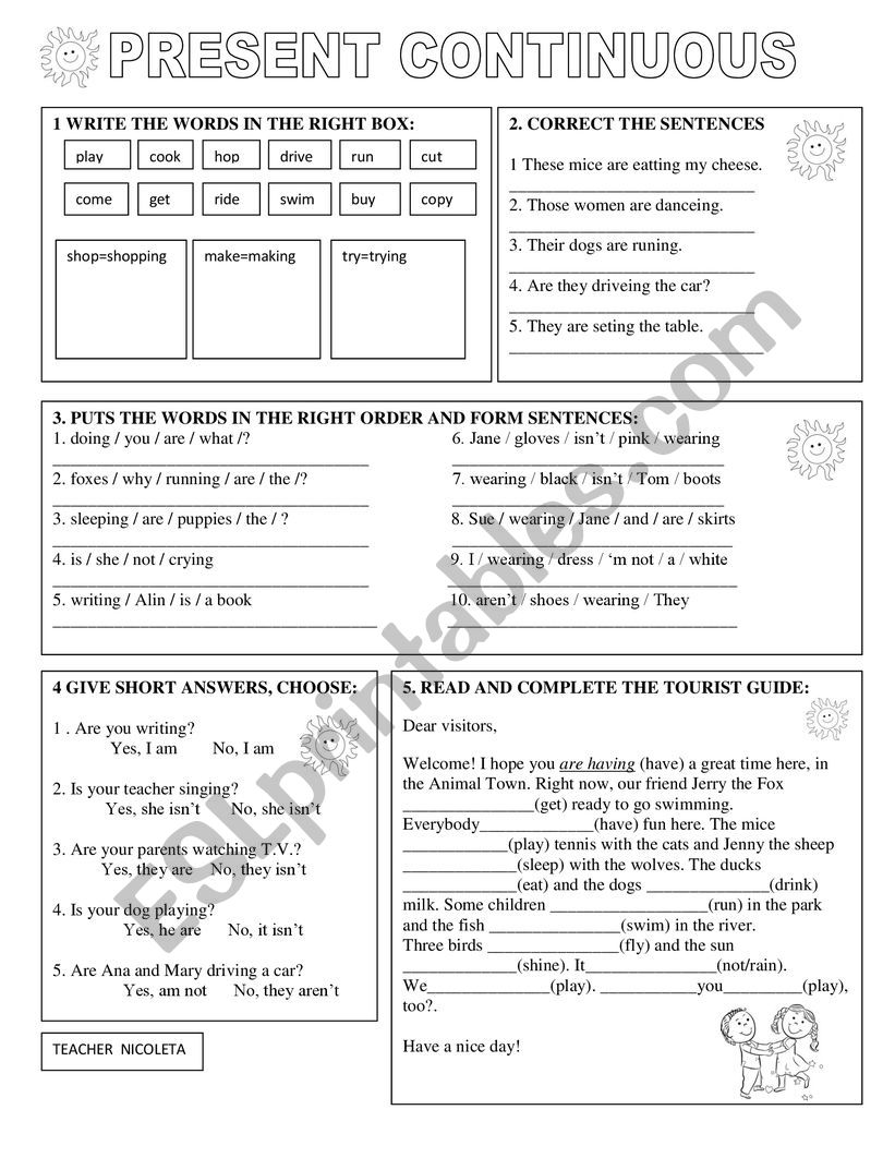 PRESENT CONTINUOUS  worksheet