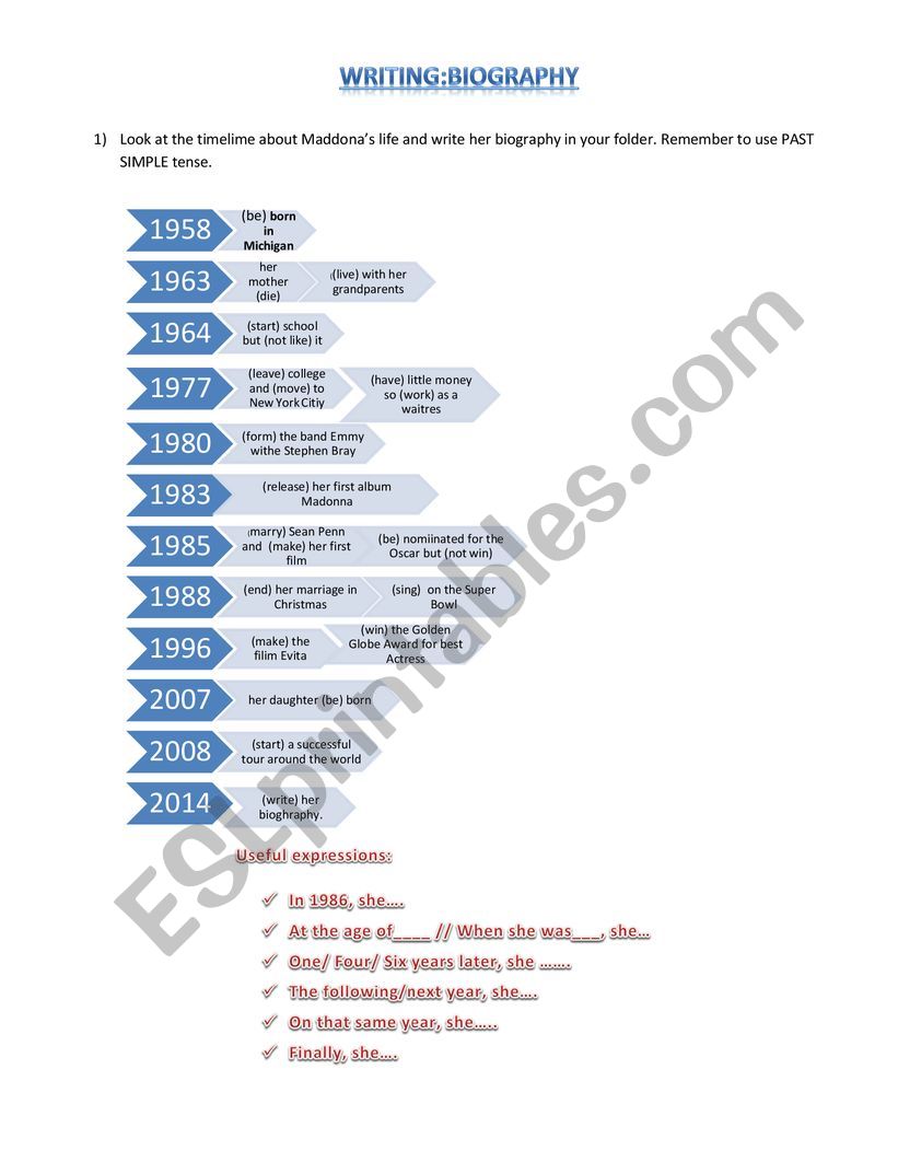 Biographies worksheet