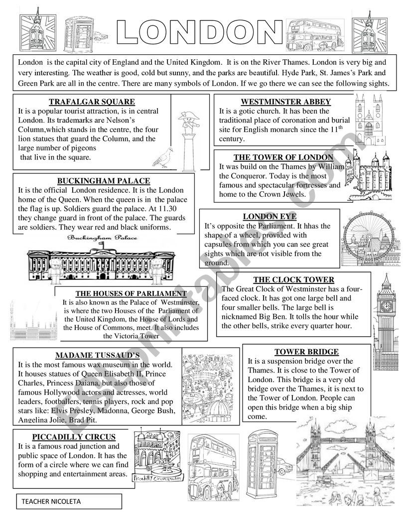 LONDON worksheet