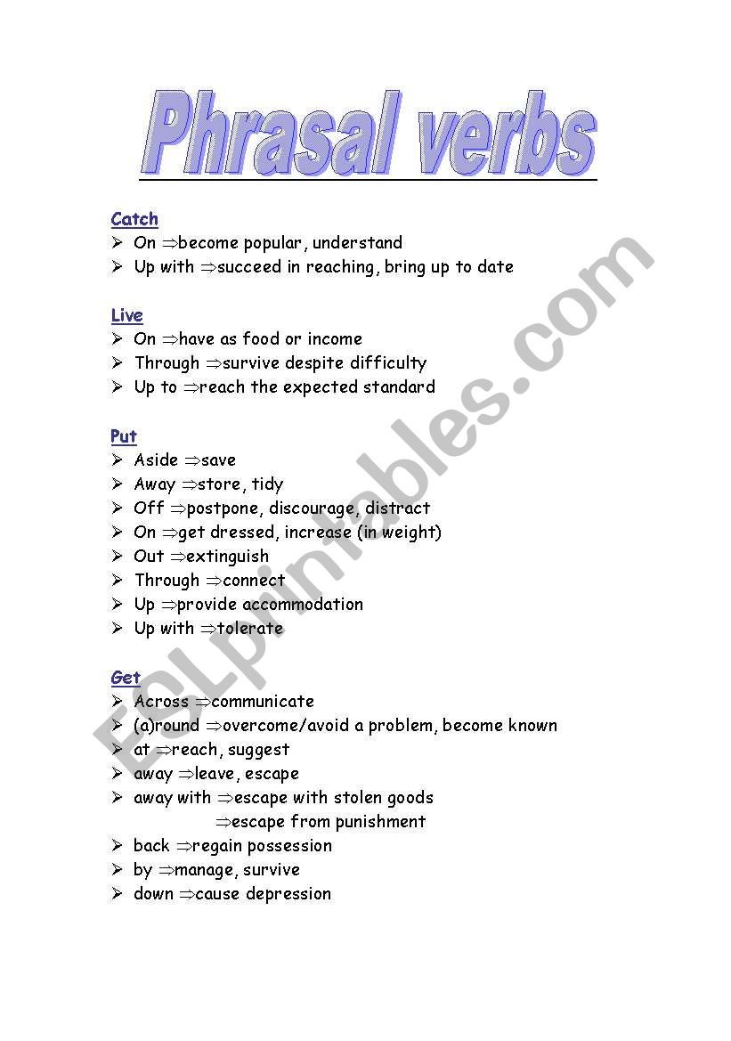 phrasal verbs worksheet