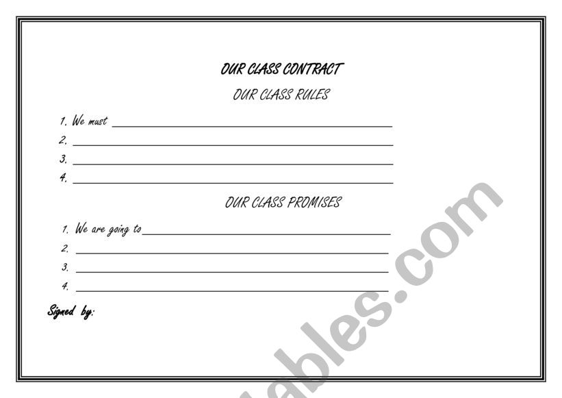 CLASSROOM CONTACT worksheet