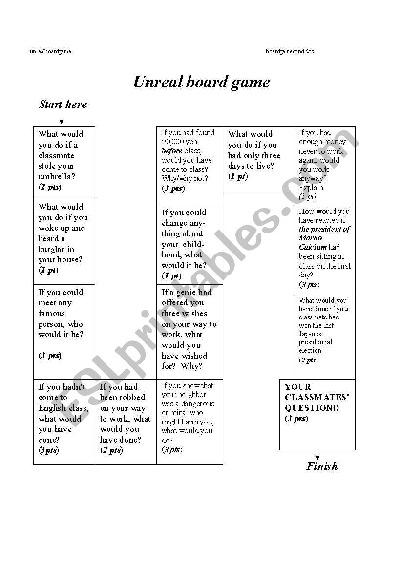 Unreal Board Game 3rd Conditional