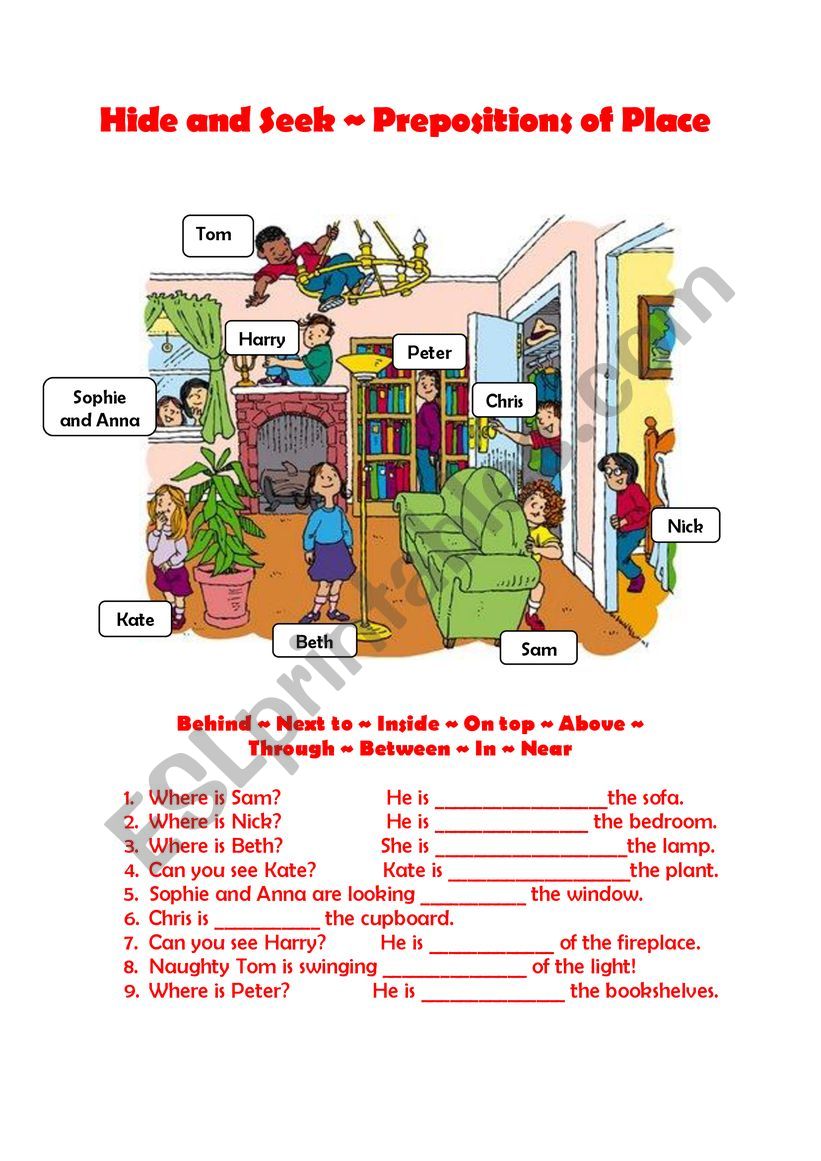 Hide and Seek - Prepositions of Place