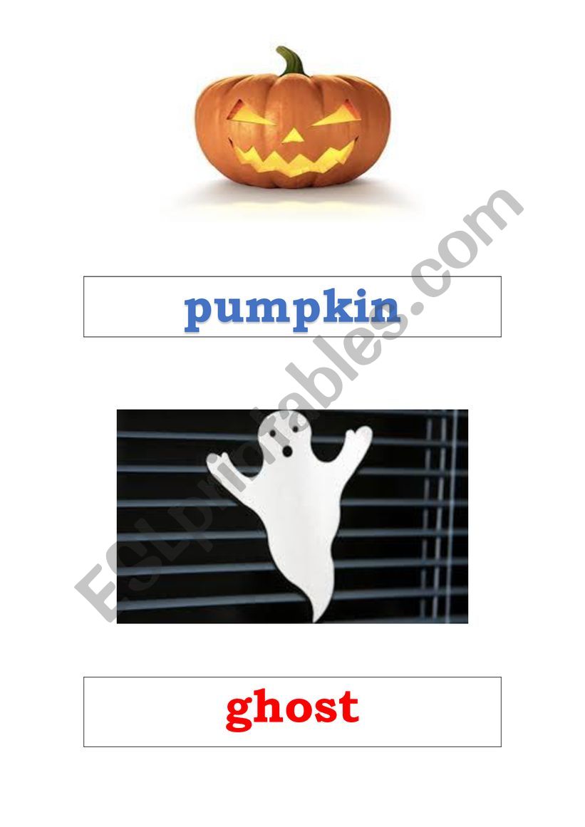 Halloween cards - names worksheet