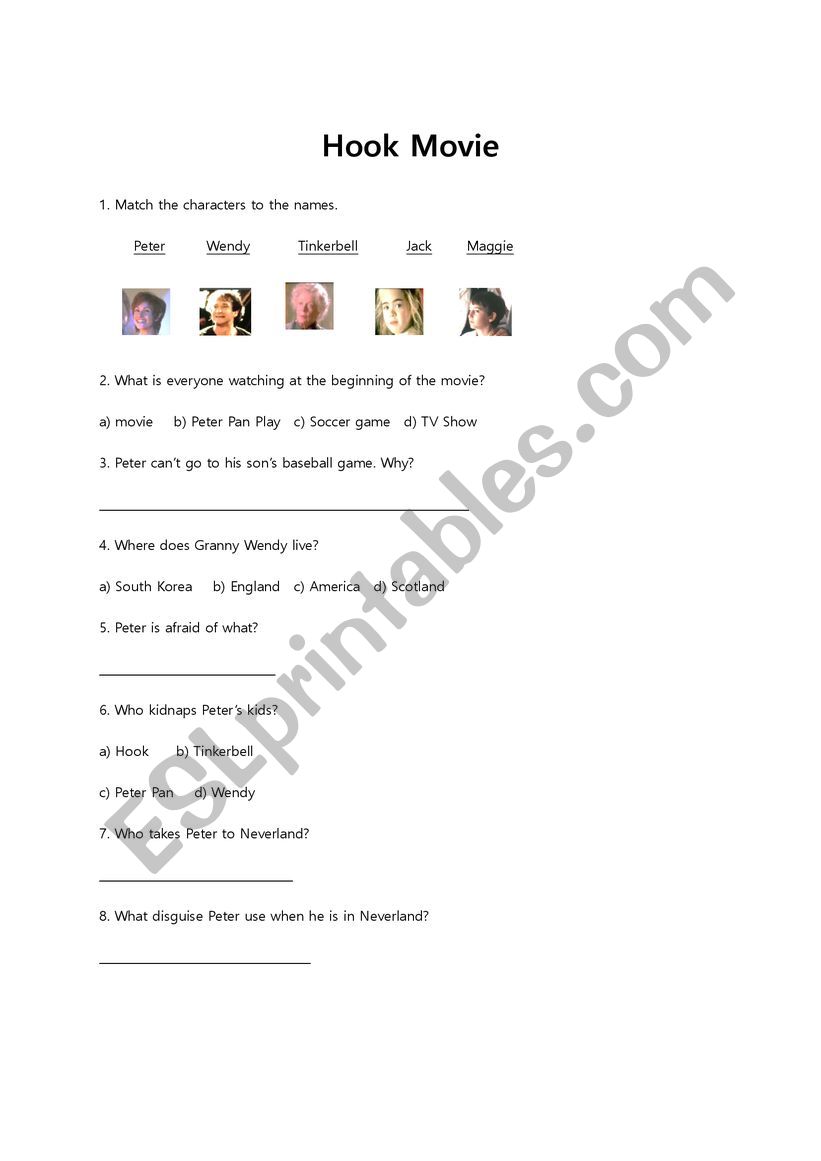 Hook Worksheet worksheet