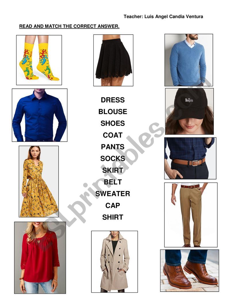 learning clothes worksheet