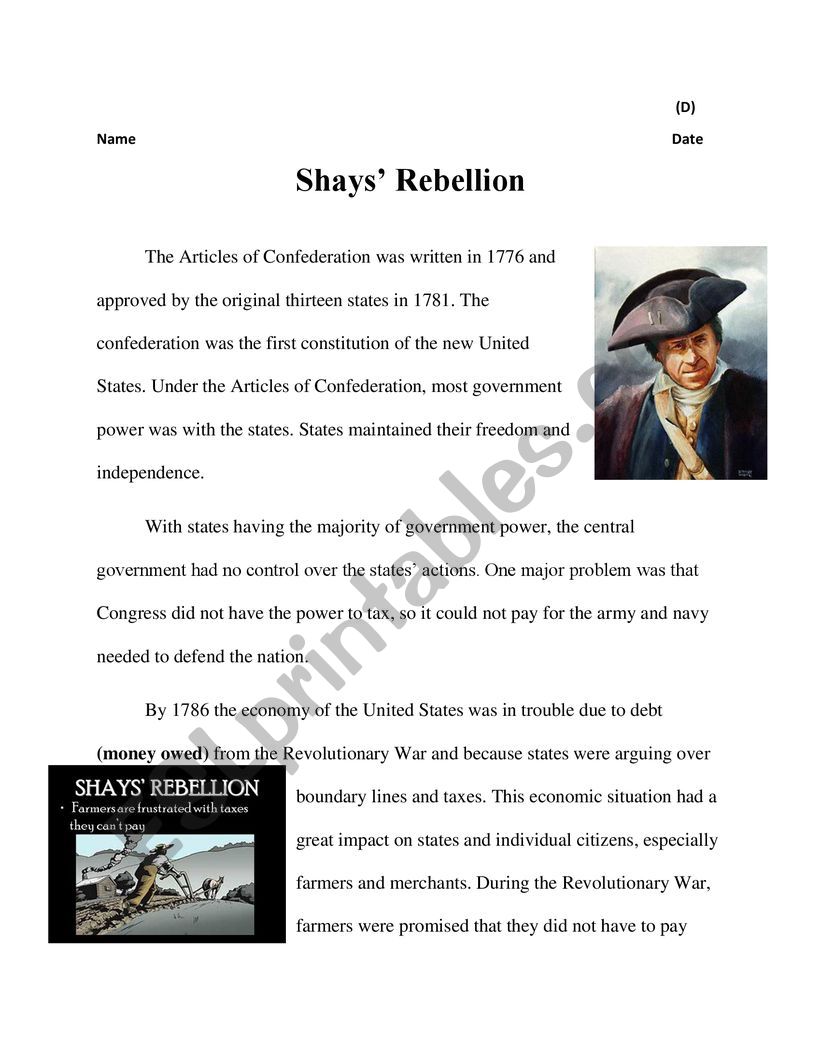 shays rebellion worksheet