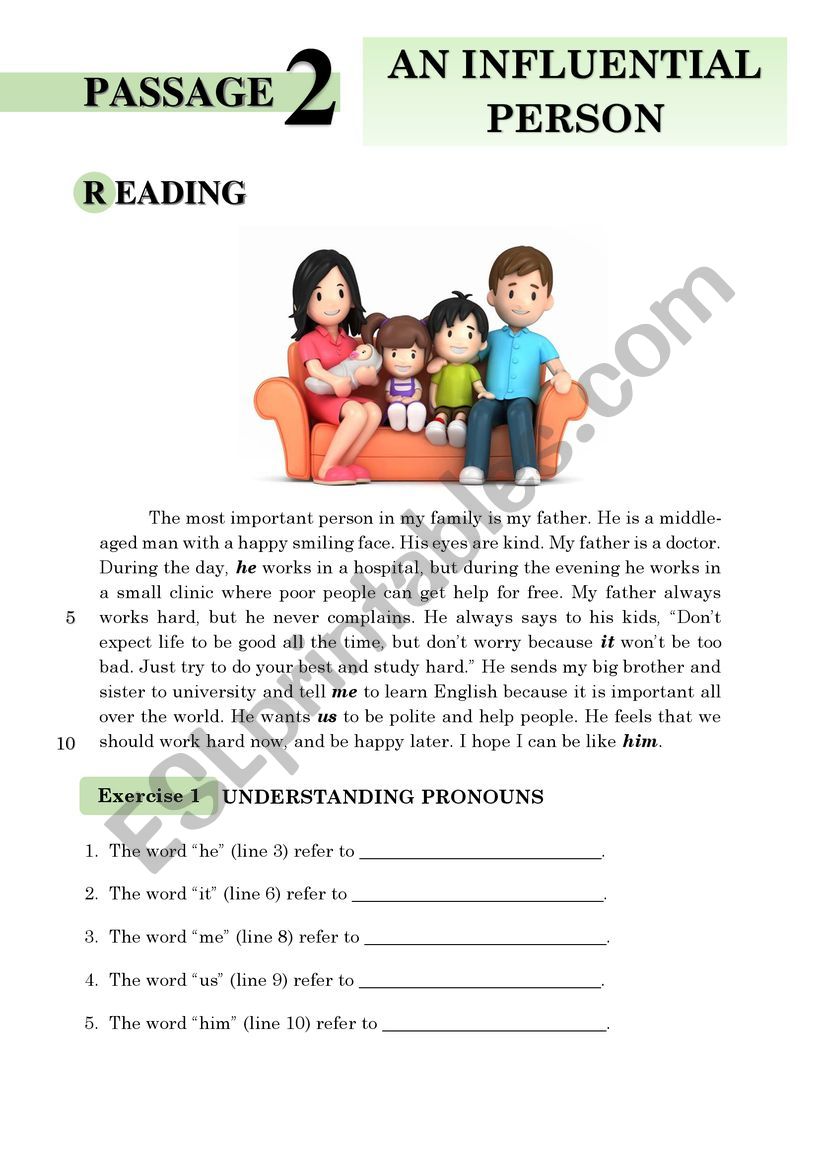 AN INFLUENTIAL PERSON worksheet