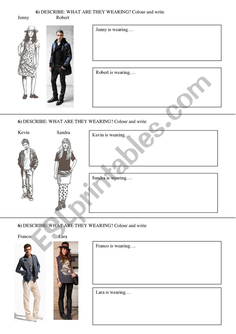 Clothes description worksheet