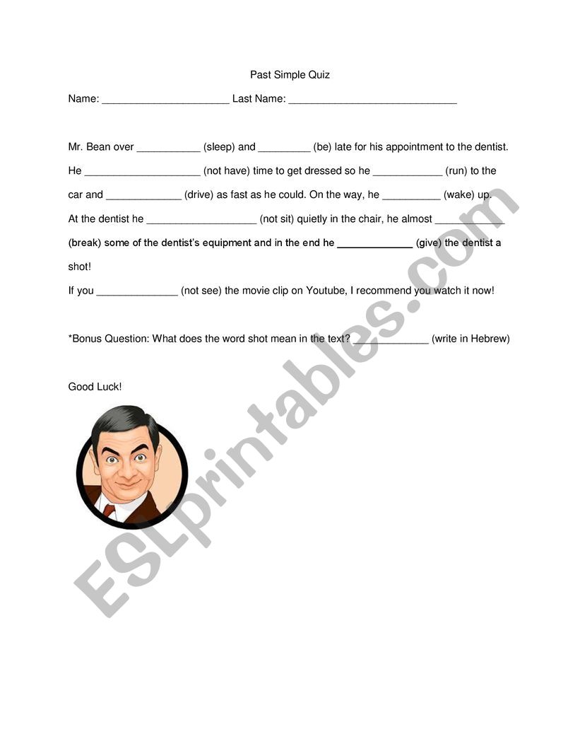 Past Simple Quiz worksheet