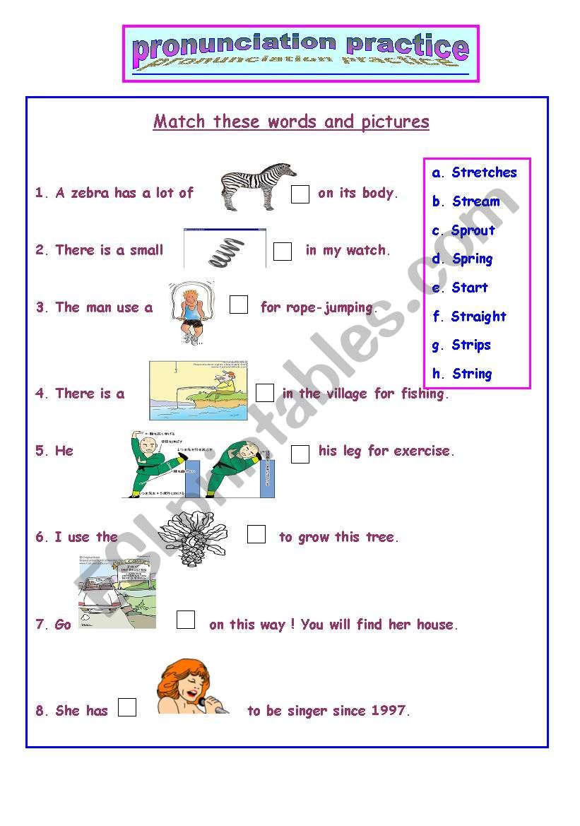 Pronunciation practice worksheet