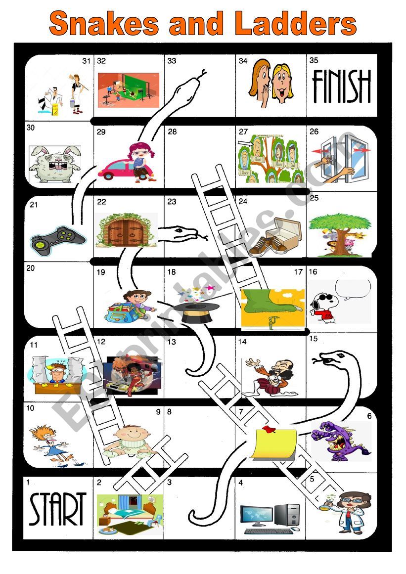 Snakes and Ladders game for vocabulary revision
