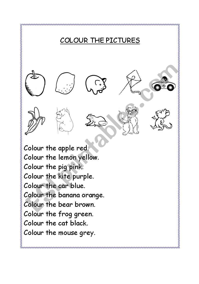 Colour the pictures worksheet
