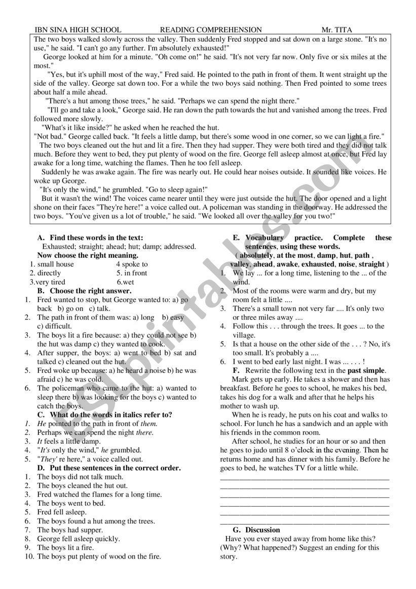 the lost boys worksheet