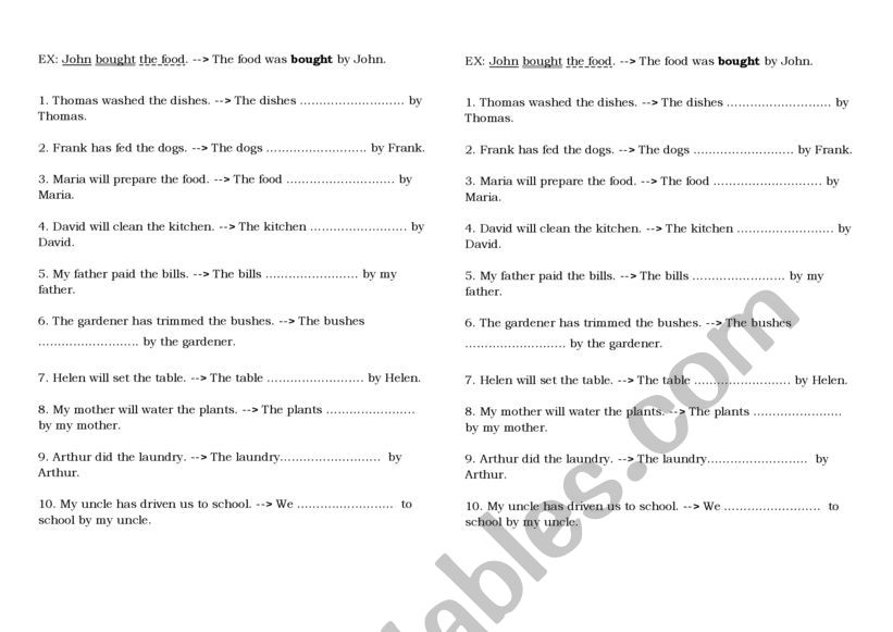 Active-Passive Practice worksheet