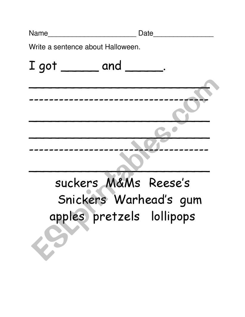 Halloween Writing worksheet