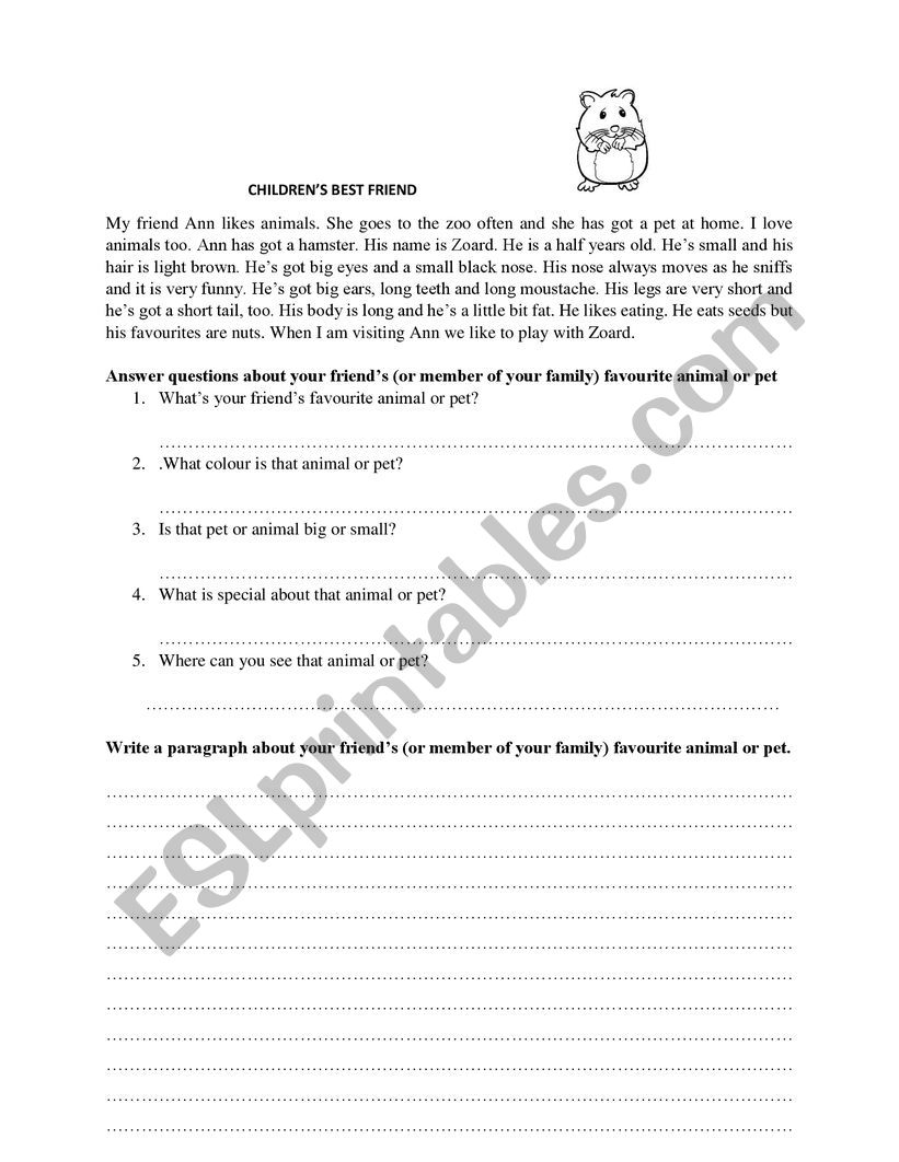 Animal - Reading and Writing Worksheet