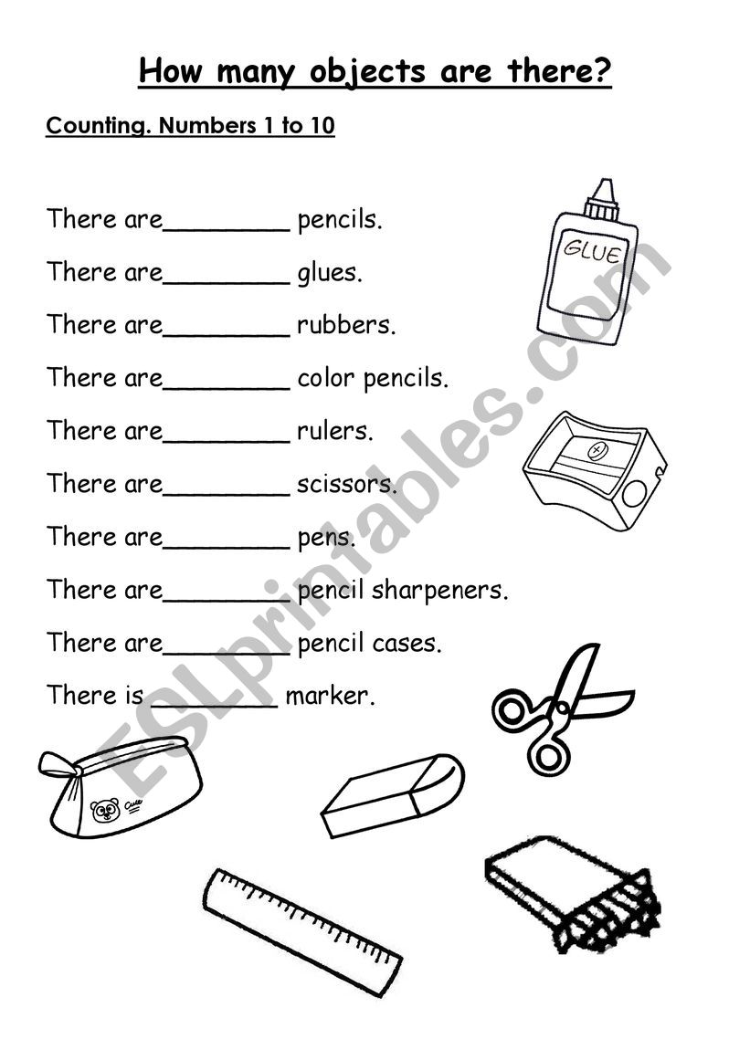 Counting Classroom Objects worksheet