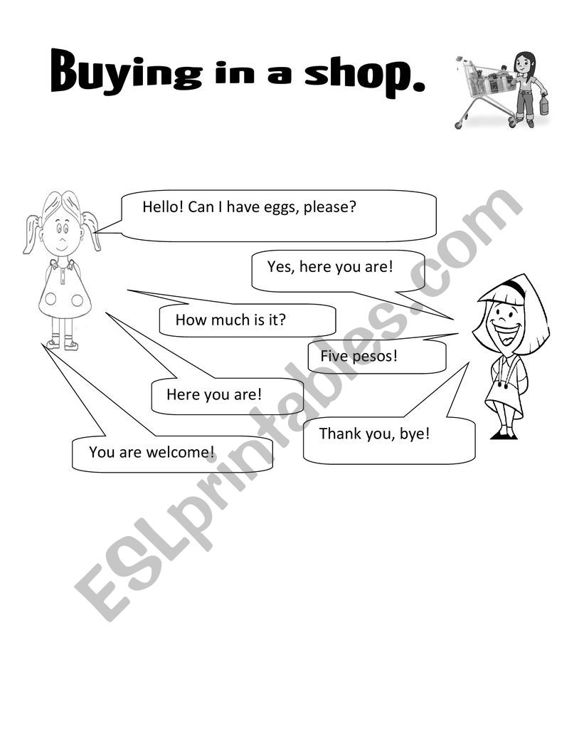 buying in a shop worksheet