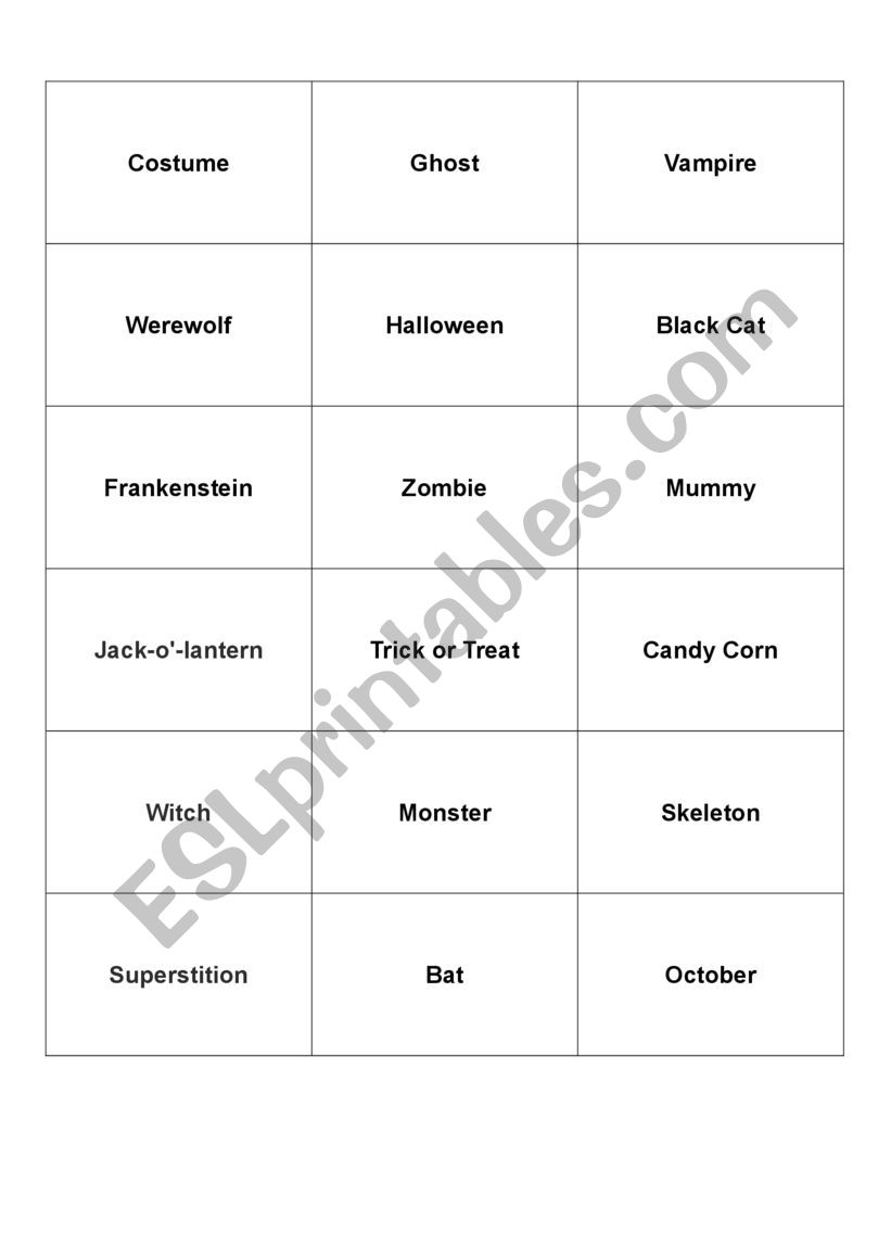Halloween Karuta Game worksheet