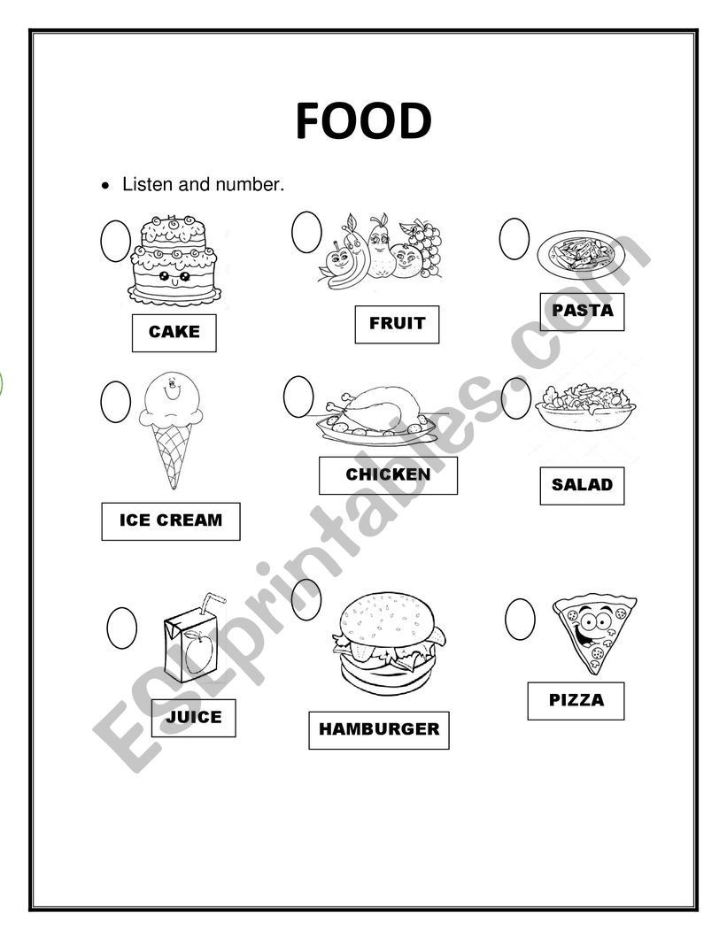 FOOD worksheet