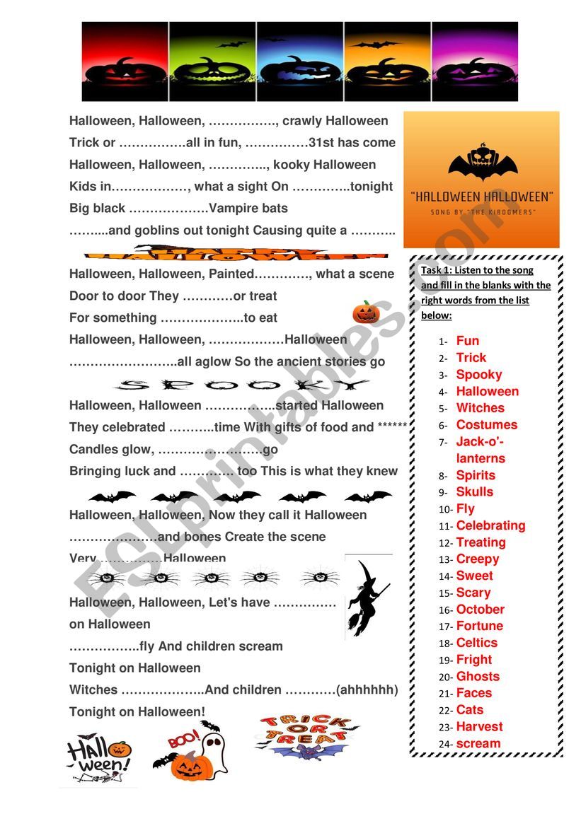 Halloween Song worksheet