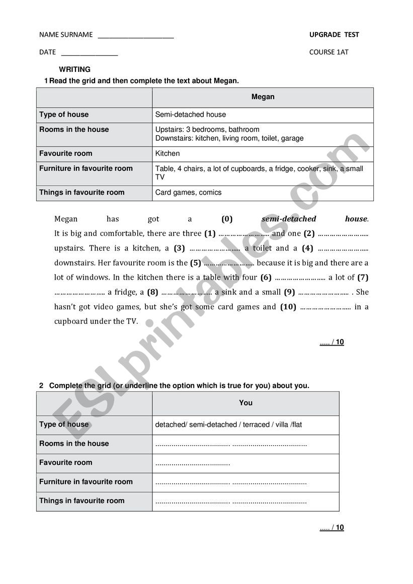 UPGRADE TEST worksheet