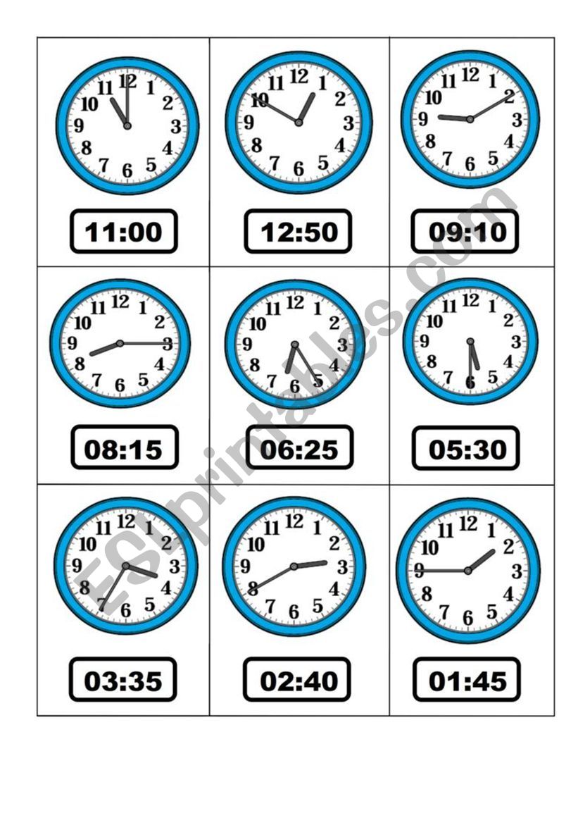 What time is it ? CARD GAME worksheet