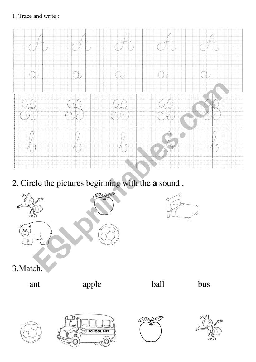 Letter A , B worksheet worksheet