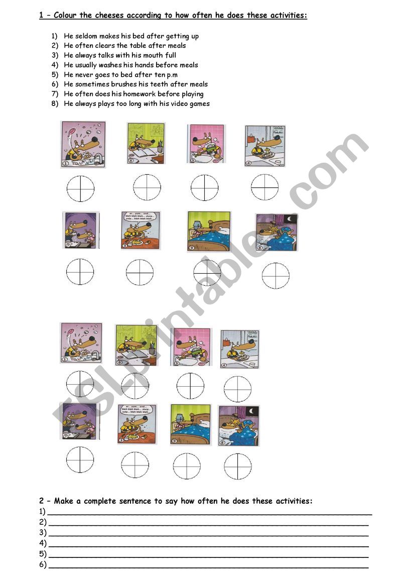 Frequency adverbs and chores vocabulary