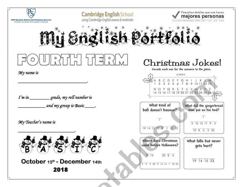 cover page worksheet