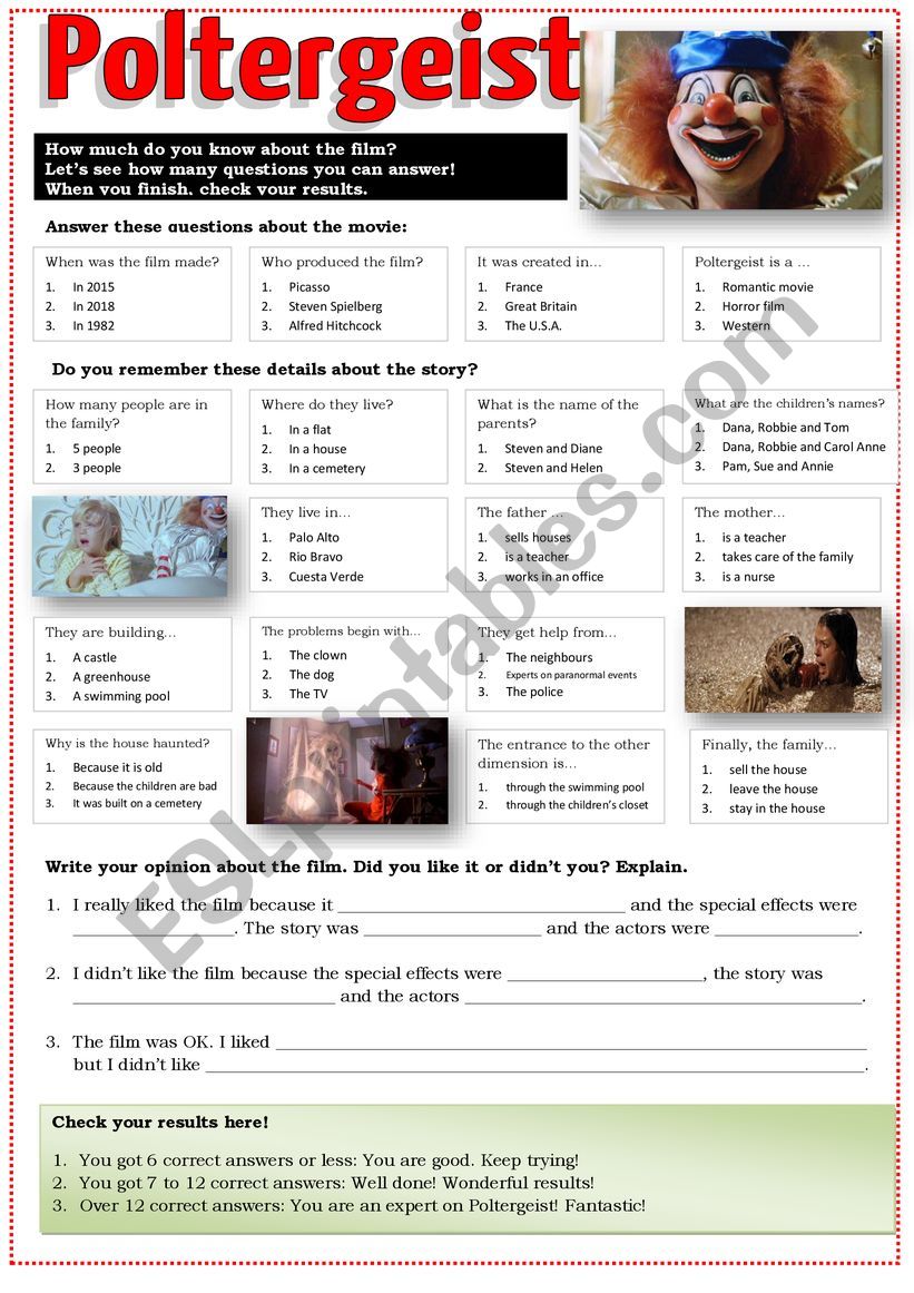 POLTERGEIST  worksheet