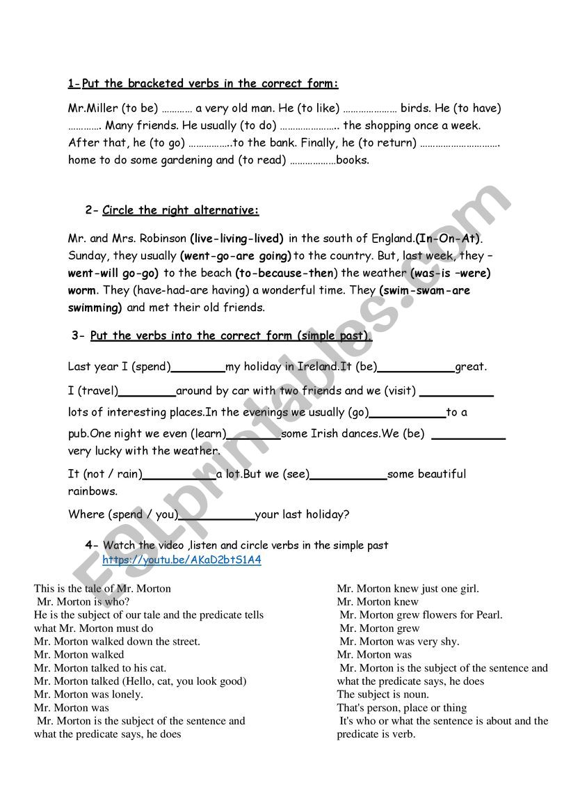 tense worksheet