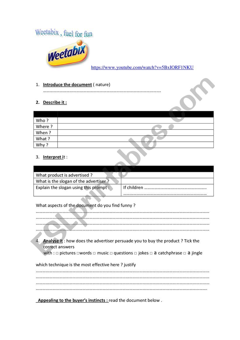 Weetabix fuel for life worksheet