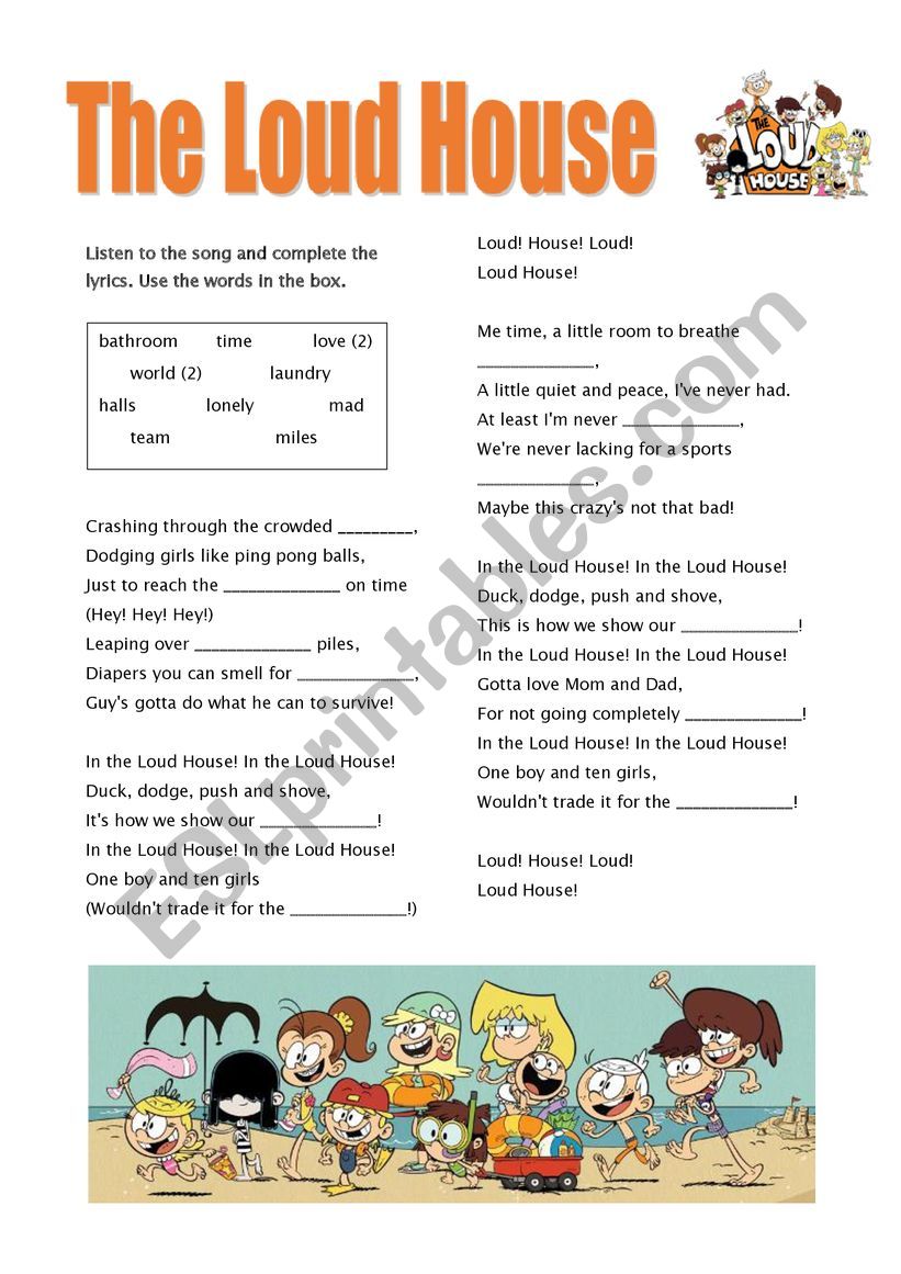 The Loud House theme song worksheet