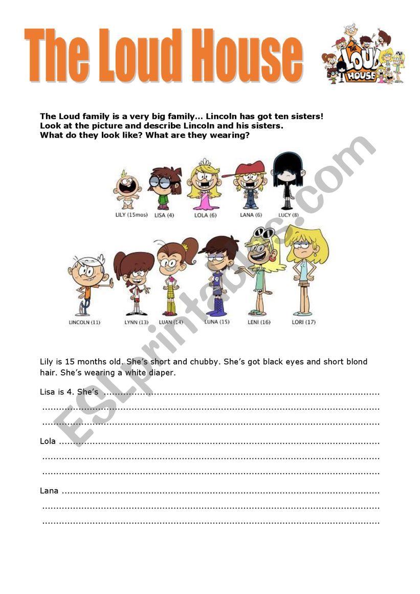 The Loud House family worksheet