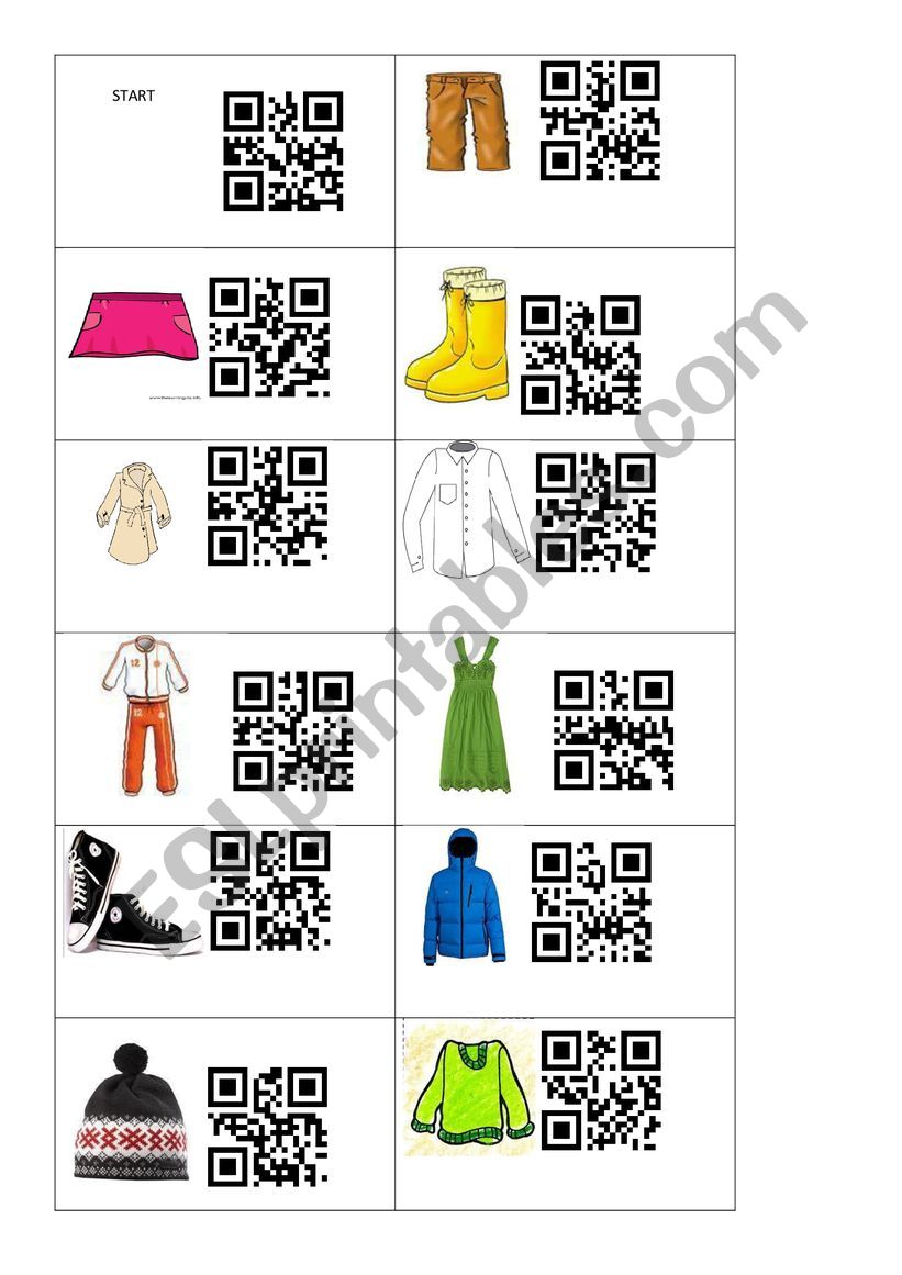 Clothes - a a game with the use of QR codes