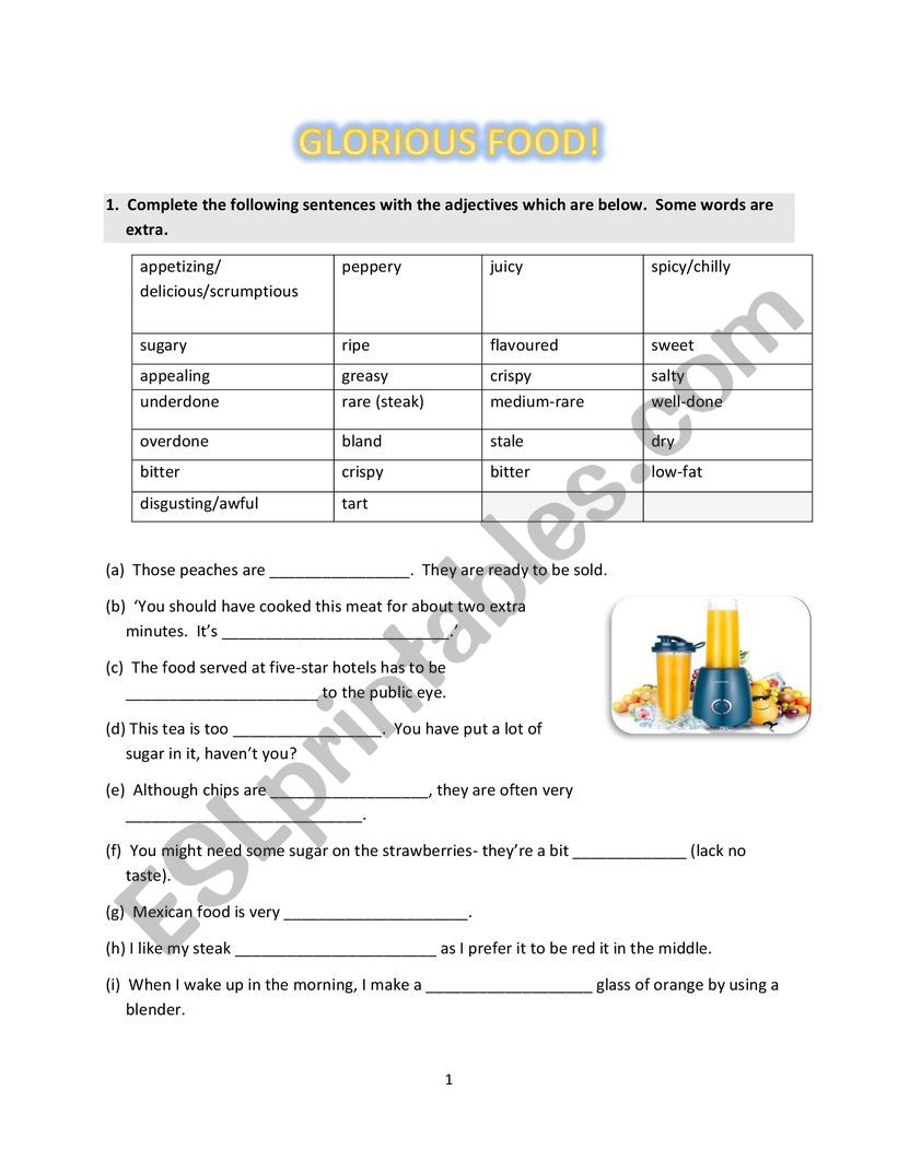 Food (Vocabulary) worksheet