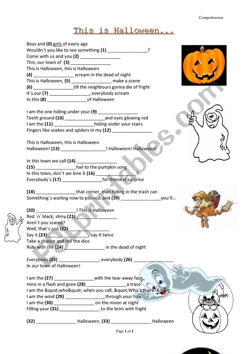 This is Halloween worksheet